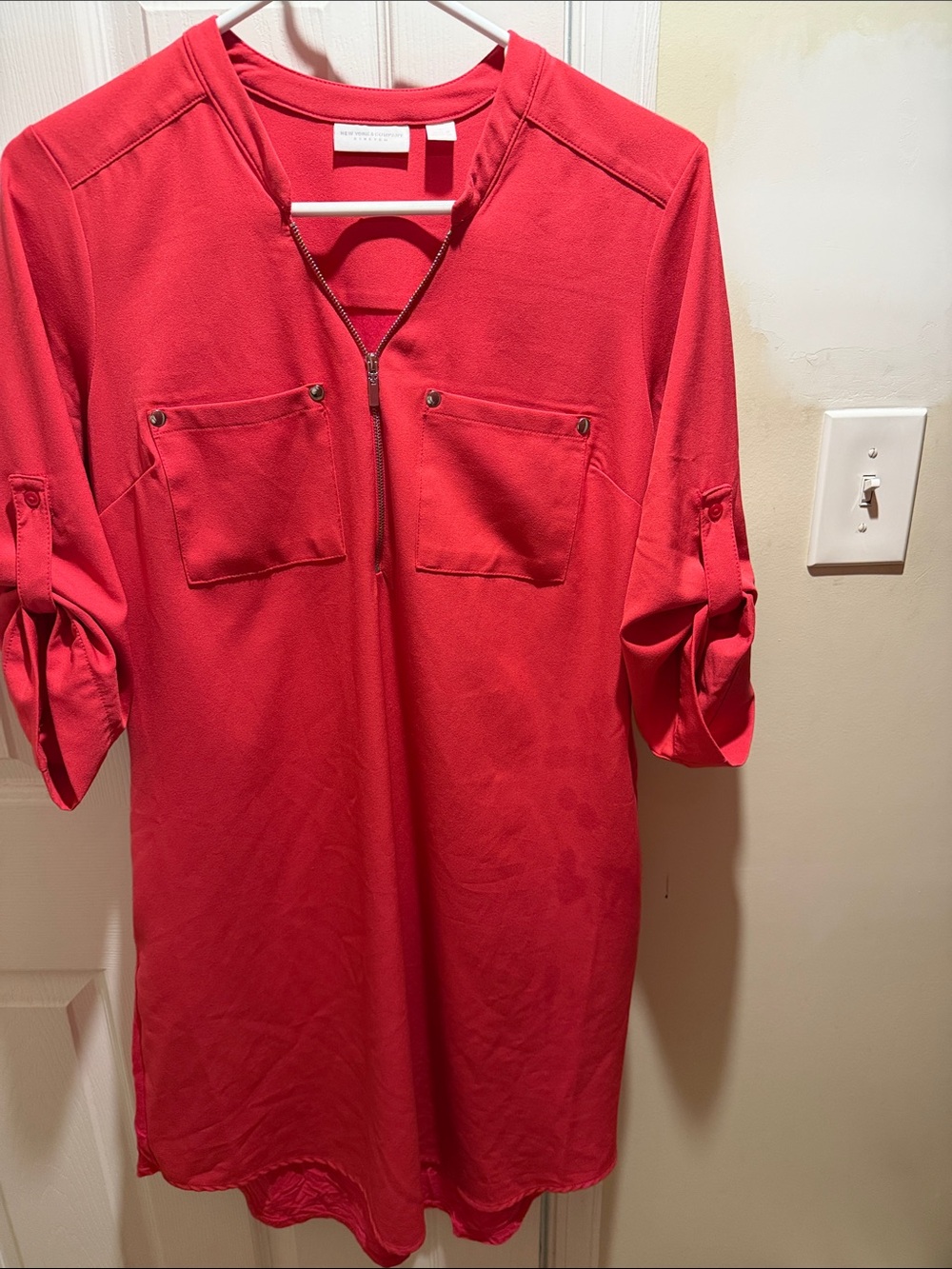 Pink Zip-Front Women's Dress